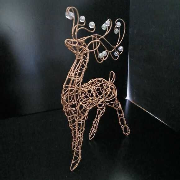 Metal Wire Reindeer 11" Seasonal Christmas Decoration Gold & Glitter Holiday - Picture 5 of 11